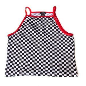 Womens Skater Checkered Crop Top Tank